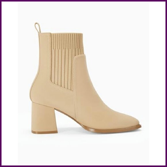 Women's Chunky Heel Slip On Ankle Boots Square Toe Faux Suede - Picture 3 of 6